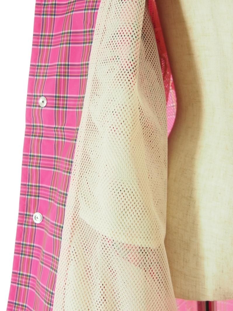 Rhodolirion ロドリリオン - Hooded Coach Jacket Long フーデッドコーチジャケットロング - Check Nylon Taffeta - Pink