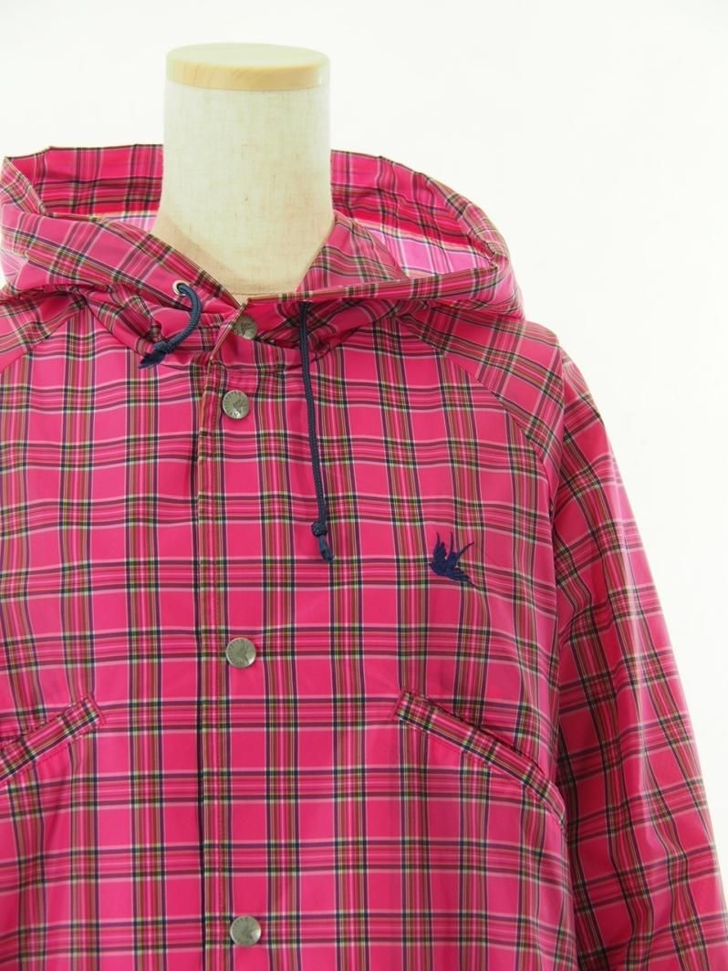 Rhodolirion ロドリリオン - Hooded Coach Jacket Long フーデッドコーチジャケットロング - Check Nylon Taffeta - Pink