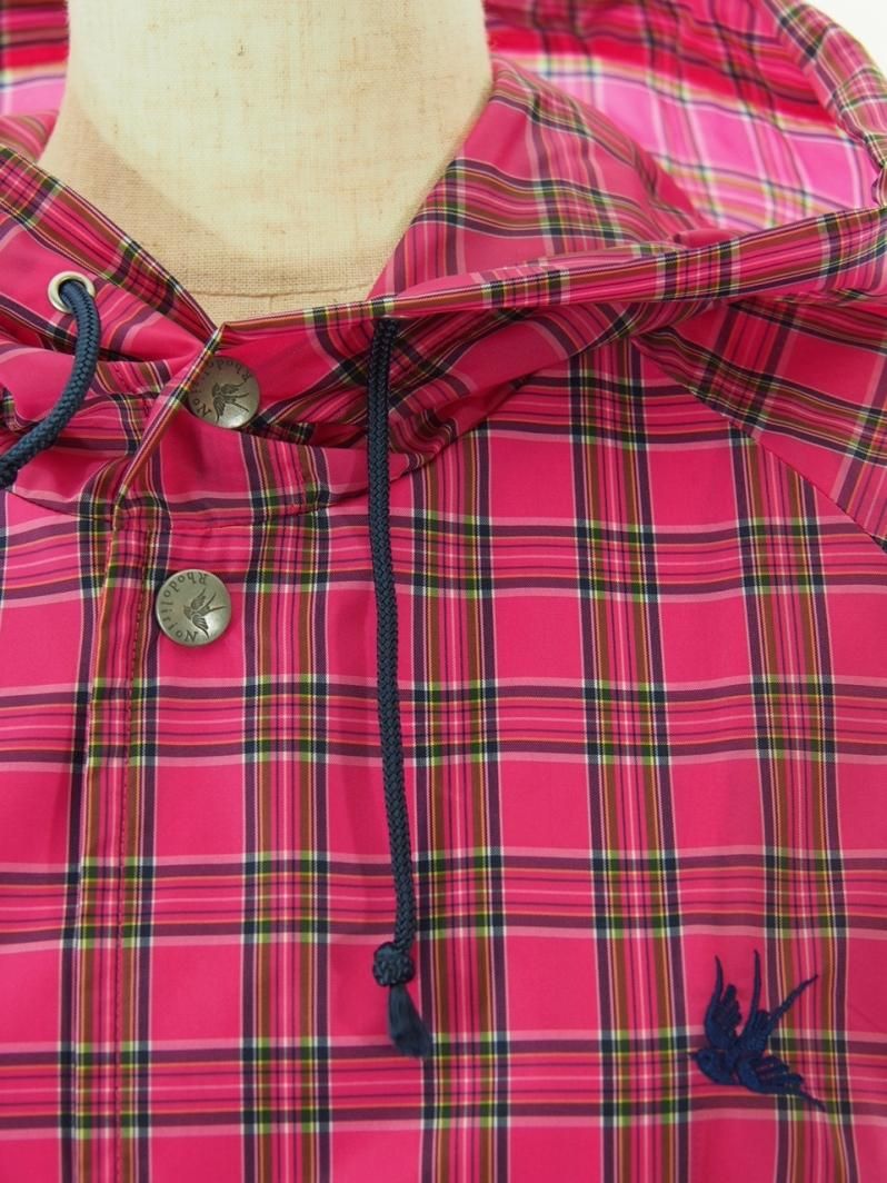 Rhodolirion ロドリリオン - Hooded Coach Jacket Long フーデッドコーチジャケットロング - Check Nylon Taffeta - Pink