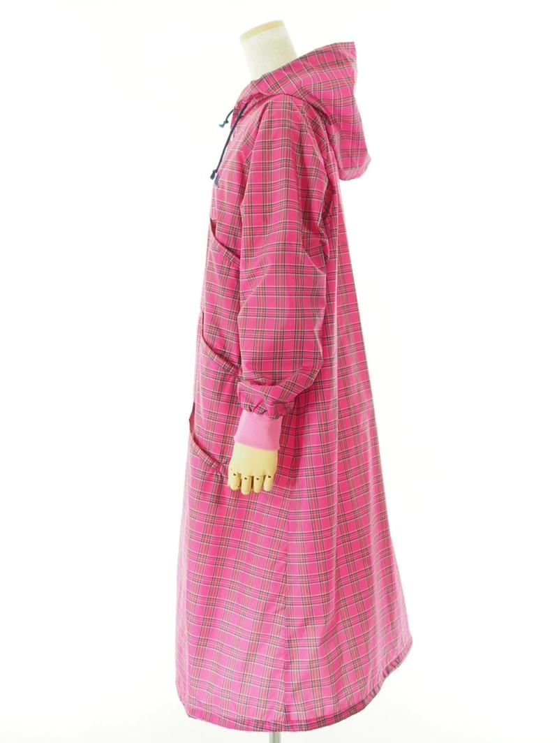 Rhodolirion ロドリリオン - Hooded Coach Jacket Long フーデッドコーチジャケットロング - Check Nylon Taffeta - Pink