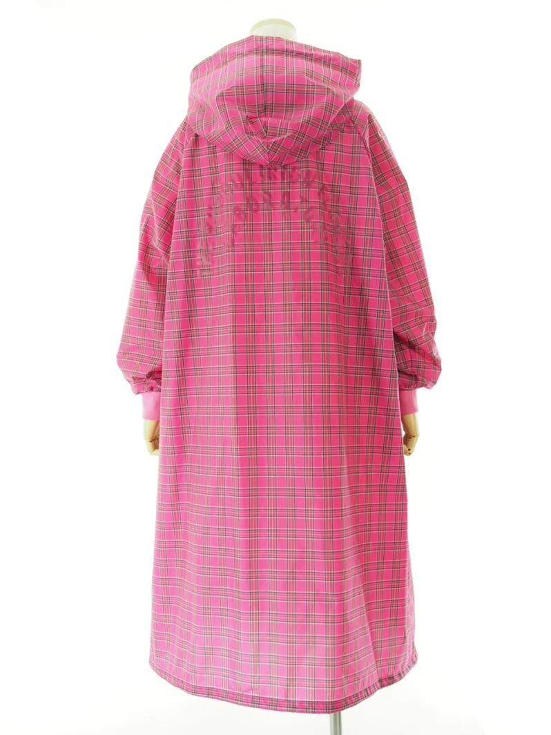 Rhodolirion ロドリリオン - Hooded Coach Jacket Long フーデッドコーチジャケットロング - Check Nylon Taffeta - Pink
