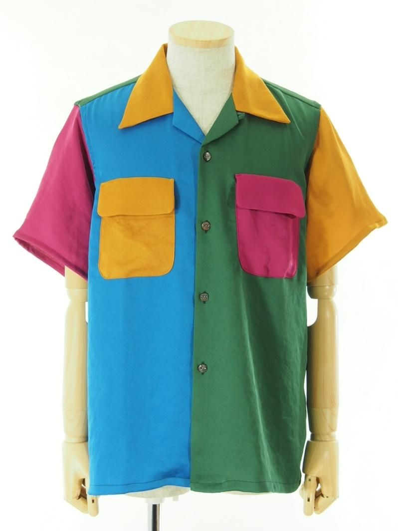 Needles ニードルズ - S/S Classic Shirt ショートスリーブクラッシックシャツ - Poly Sateen / Multi Color - Vivit Tone　