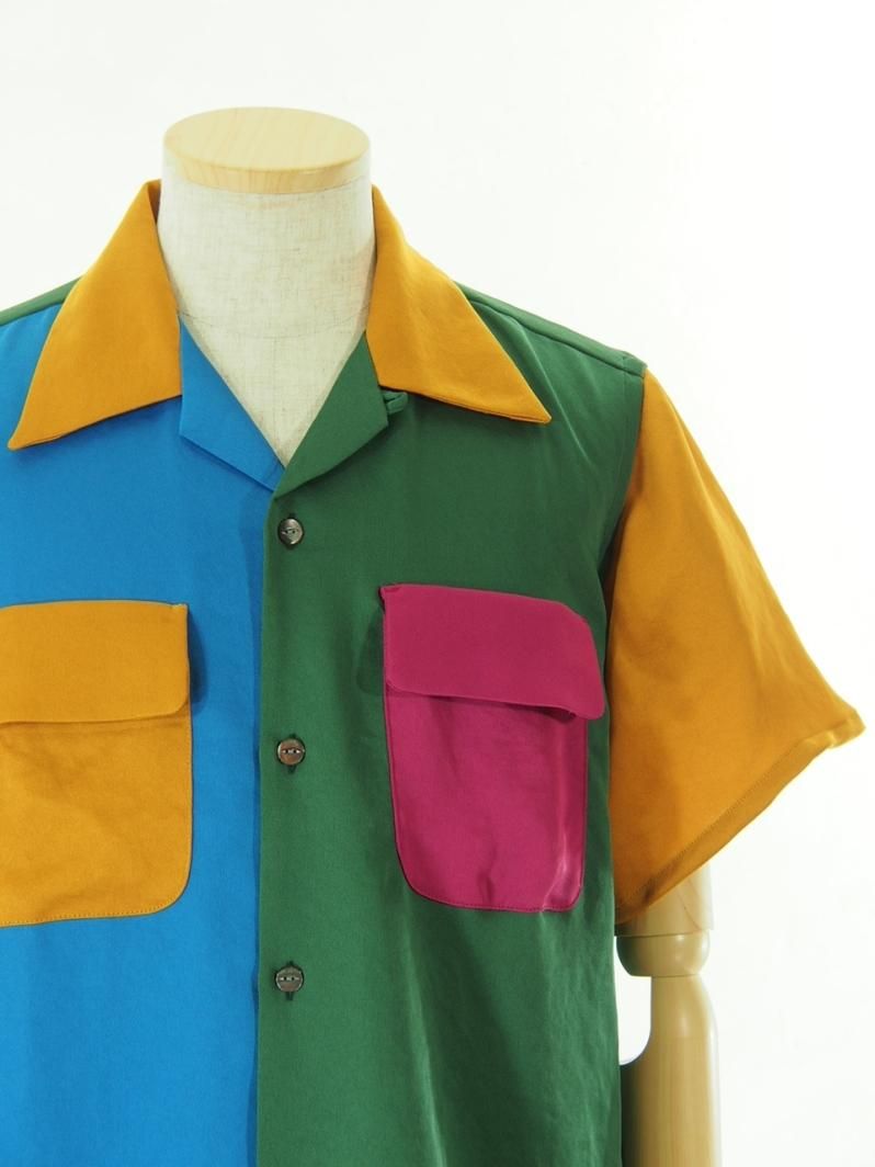 Needles ニードルズ - S/S Classic Shirt ショートスリーブクラッシックシャツ - Poly Sateen / Multi Color - Vivit Tone　