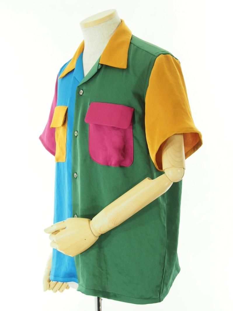 Needles ニードルズ - S/S Classic Shirt ショートスリーブクラッシックシャツ - Poly Sateen / Multi Color - Vivit Tone　