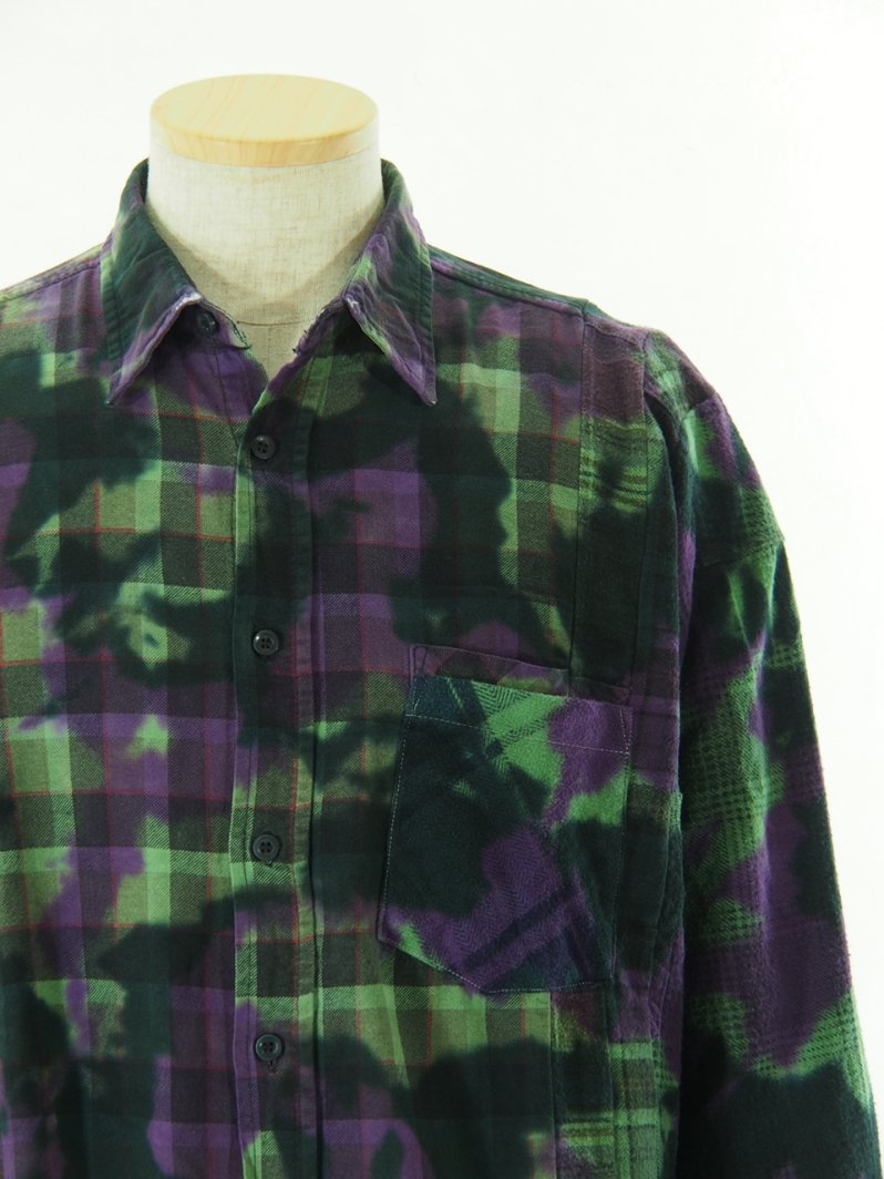 Rebuild by Needles ӥɥХˡݥɥ륺 - Flannel Shirt 7 Cut Wide Shirt - Uneven Dye - MR350E
