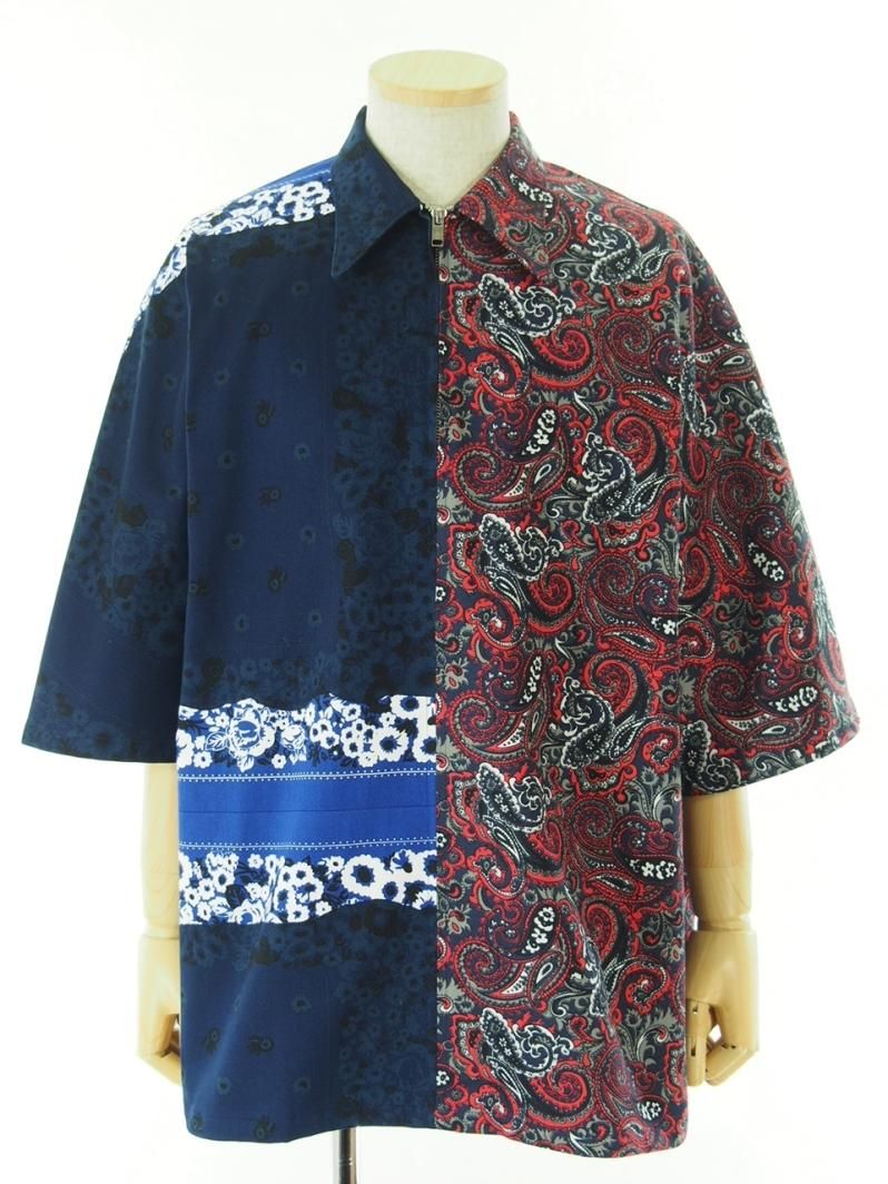 NOMA t.d. ノーマティーディー - Color Block Half Zip Shirt - Navy