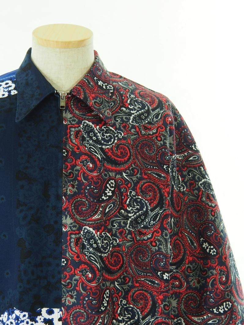 NOMA t.d. ノーマティーディー - Color Block Half Zip Shirt - Navy