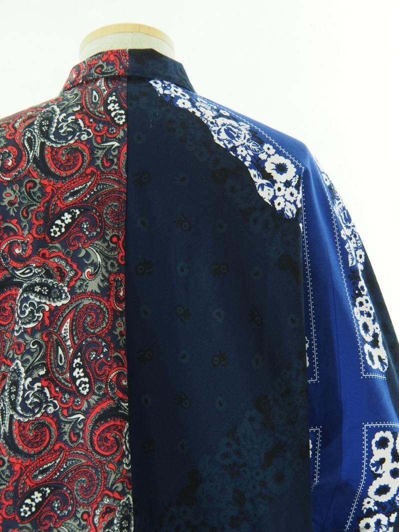 NOMA t.d. ノーマティーディー - Color Block Half Zip Shirt - Navy