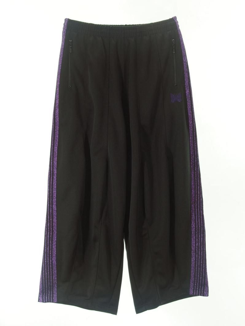 Needles x one day / ニードルズ × ワンデイ 別注 - H.D.Track Pant ヒザデルトラックパンツ - Poly Smooth - Black × Purple Lame