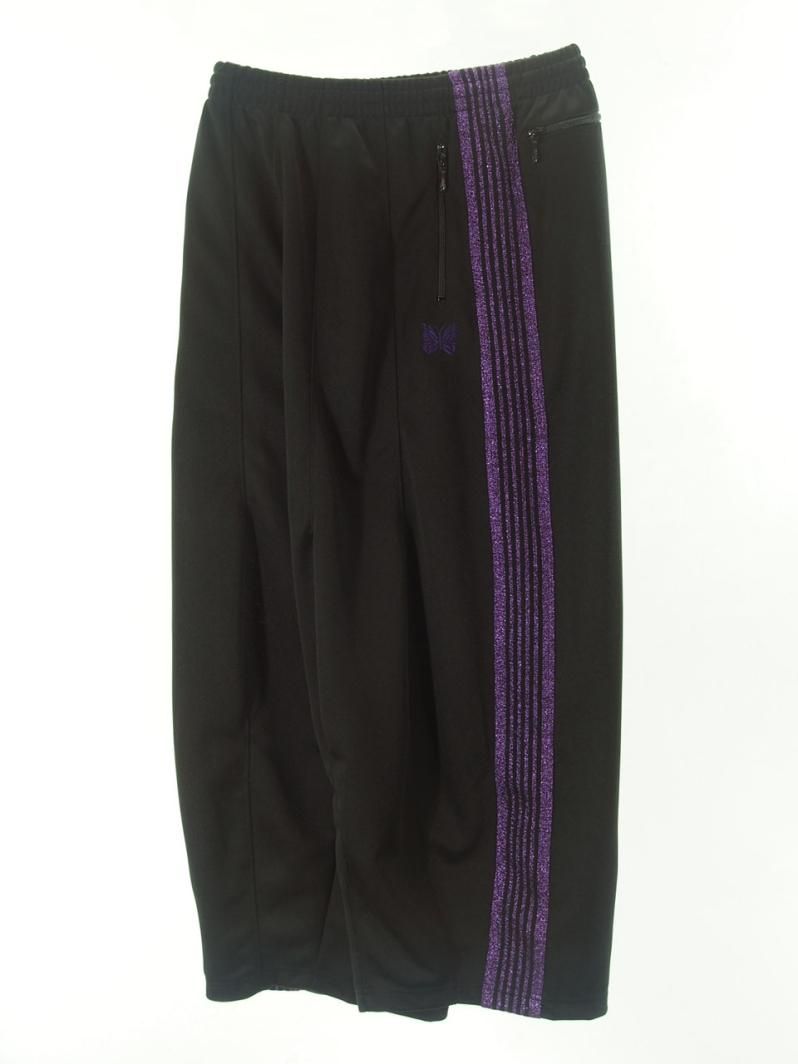 Needles x one day / ニードルズ × ワンデイ 別注 - H.D.Track Pant ヒザデルトラックパンツ - Poly  Smooth - Black × Purple Lame