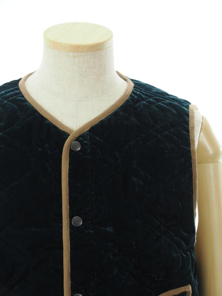 TUITACI 朔 ツイタチ - Glliter Velvet Quilting Vest グリッターベルベットキルティングベスト - Green