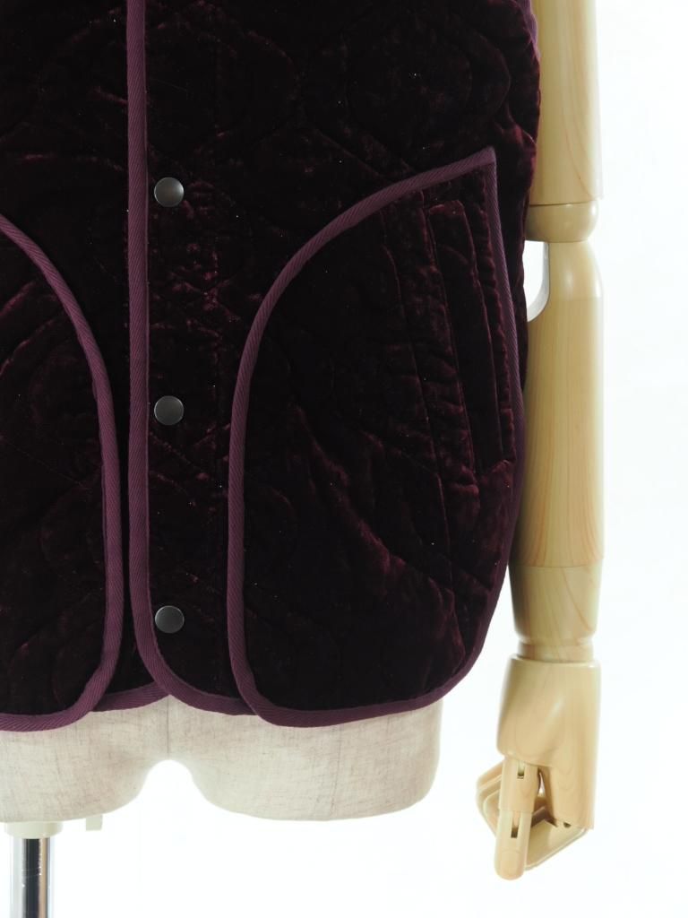 TUITACI 朔 ツイタチ - Glliter Velvet Quilting Vest グリッターベルベットキルティングベスト - Burgundy