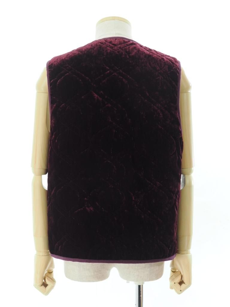 TUITACI 朔 ツイタチ - Glliter Velvet Quilting Vest グリッターベルベットキルティングベスト - Burgundy