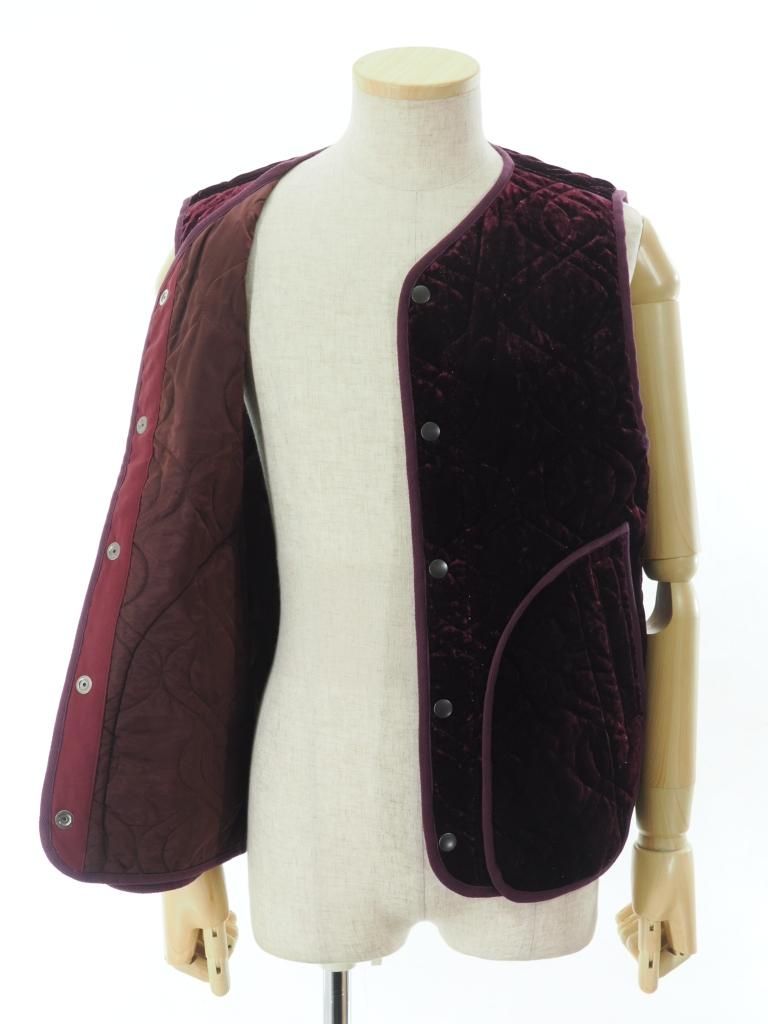 TUITACI 朔 ツイタチ - Glliter Velvet Quilting Vest グリッターベルベットキルティングベスト - Burgundy