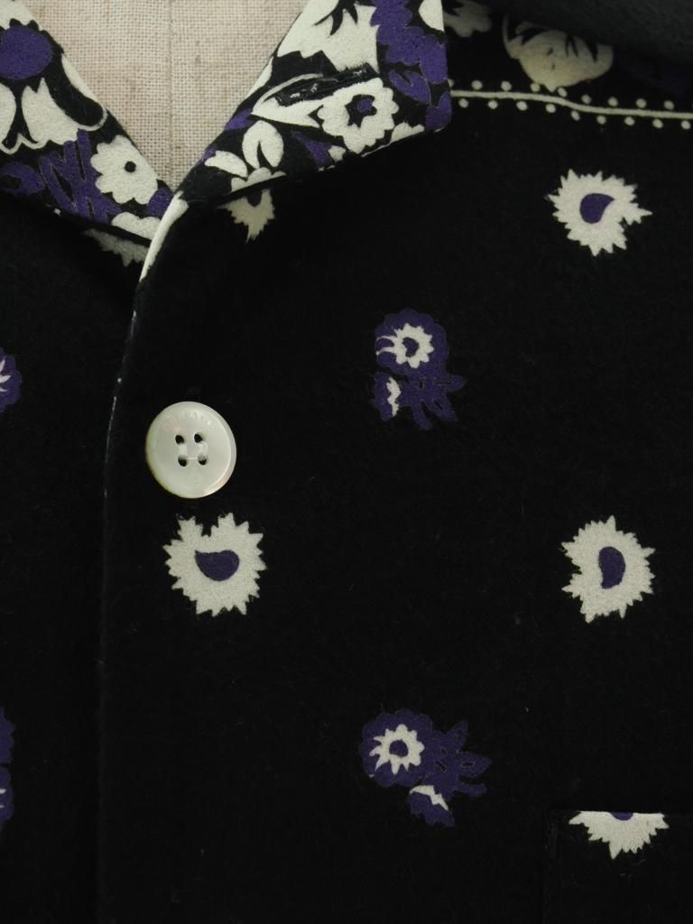 NOMA t.d. ノーマティーディー - Flannel Open Collar Shirt フランネルオープンカラーシャツ - Draw Your Garden / Black