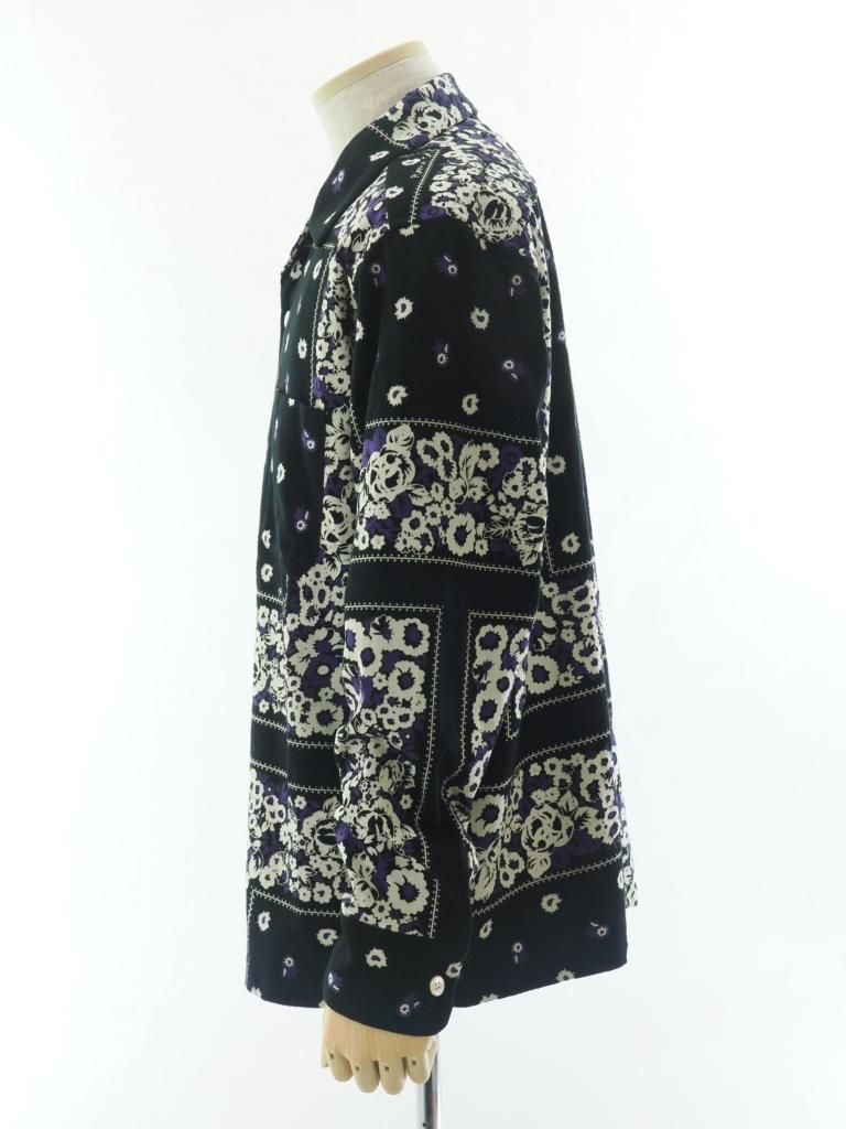 NOMA t.d. ノーマティーディー - Flannel Open Collar Shirt フランネルオープンカラーシャツ - Draw Your Garden / Black
