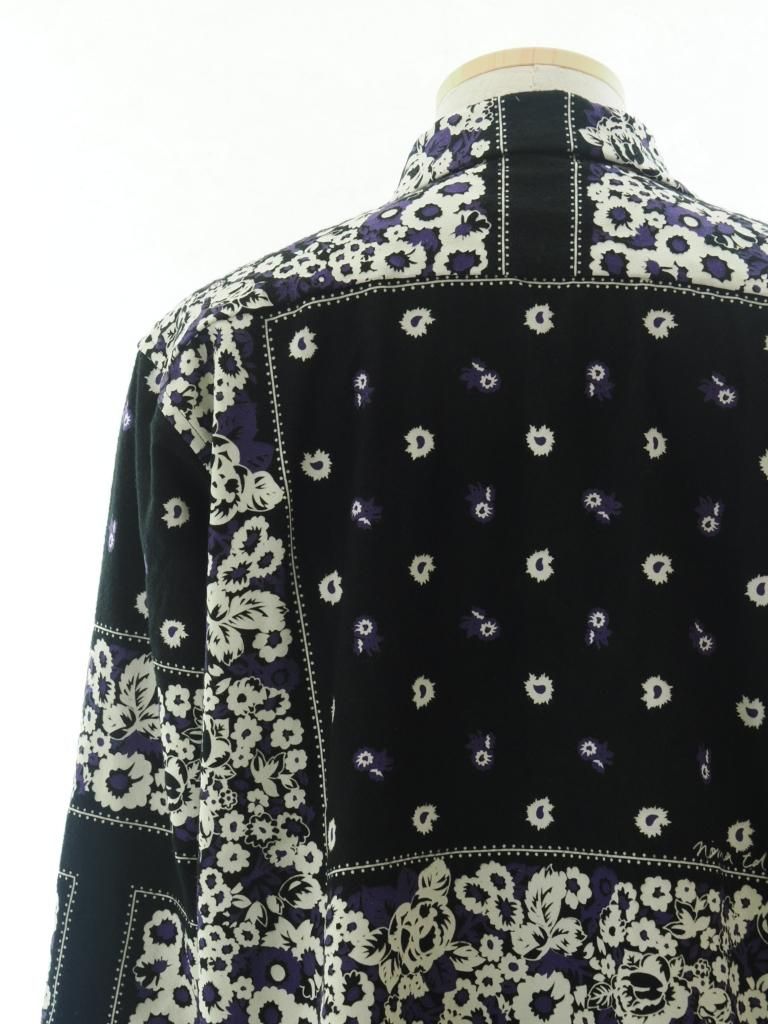 NOMA t.d. ノーマティーディー - Flannel Open Collar Shirt フランネルオープンカラーシャツ - Draw Your Garden / Black