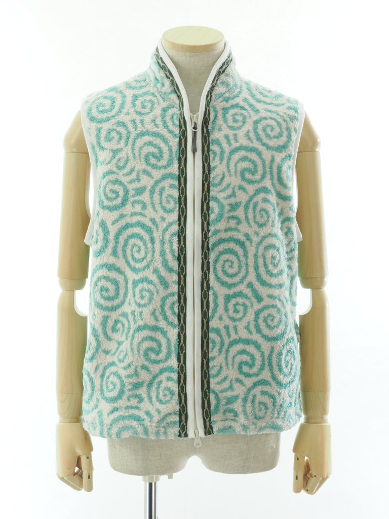 TUITACI  ĥ - Arabesque Maze Fleece Vest ٥ᥤե꡼٥ - White  Turquoise