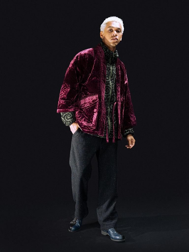 TUITACI 朔 ツイタチ - Arabesque Maze Fleece Blouson アラベスクメイズフリースブルゾン - Khaki × Black