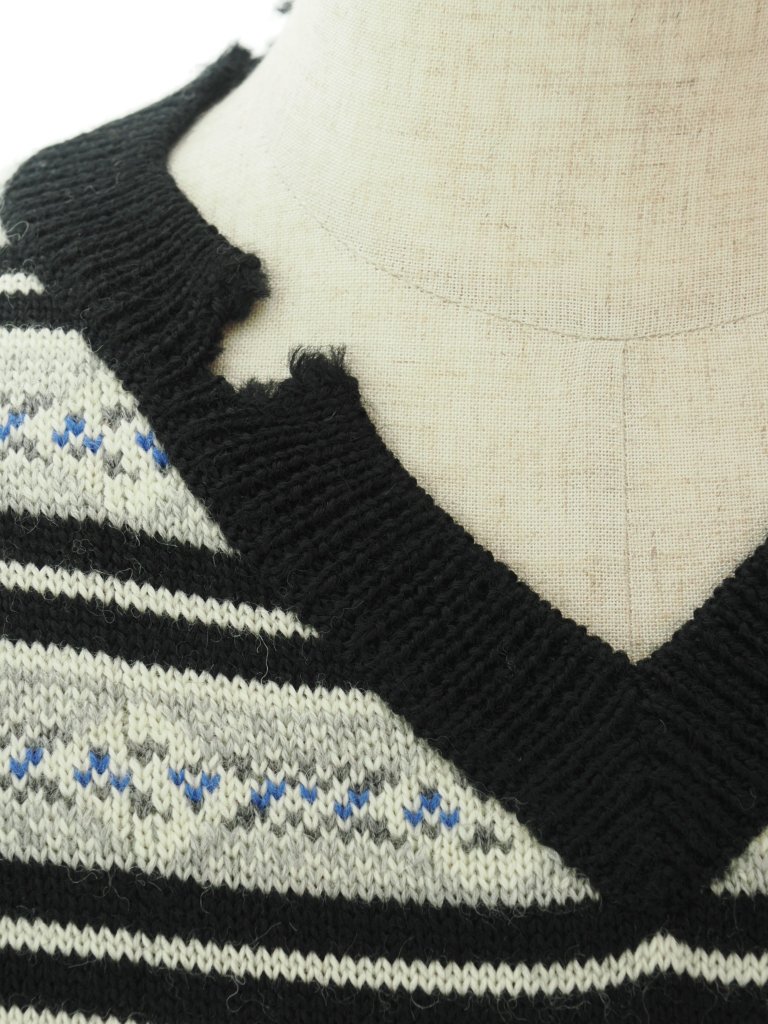 NOMA t.d. Ρޥƥǥ - Fair Isle Damaged Sweater ե᡼ - Black