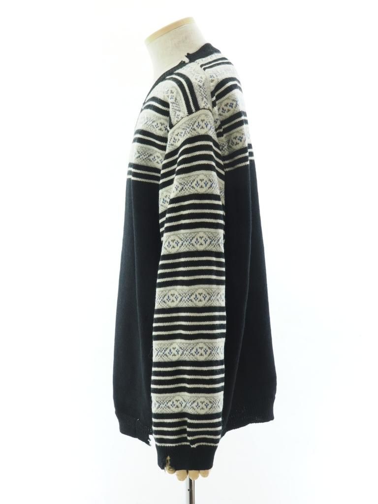 NOMA t.d. ノーマティーディー - Fair Isle Damaged Sweater フェアアイルダメージセーター - Black
