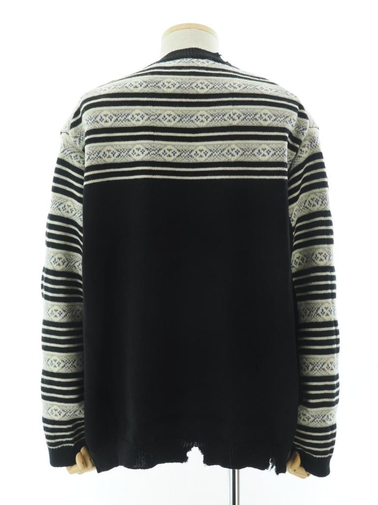 NOMA t.d. ノーマティーディー - Fair Isle Damaged Sweater フェアアイルダメージセーター - Black