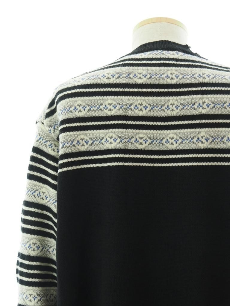 NOMA t.d. ノーマティーディー - Fair Isle Damaged Sweater フェアアイルダメージセーター - Black