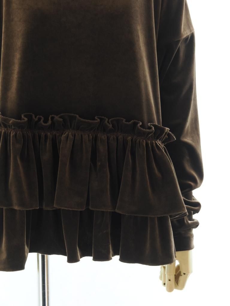 Rhodolirion ロドリリオン - Frill Tiered Long Sleeve フリルティアードロングスリーブ - Velour - Brown
