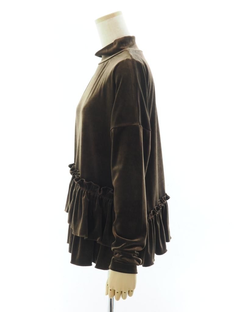 Rhodolirion ロドリリオン - Frill Tiered Long Sleeve フリルティアードロングスリーブ - Velour - Brown
