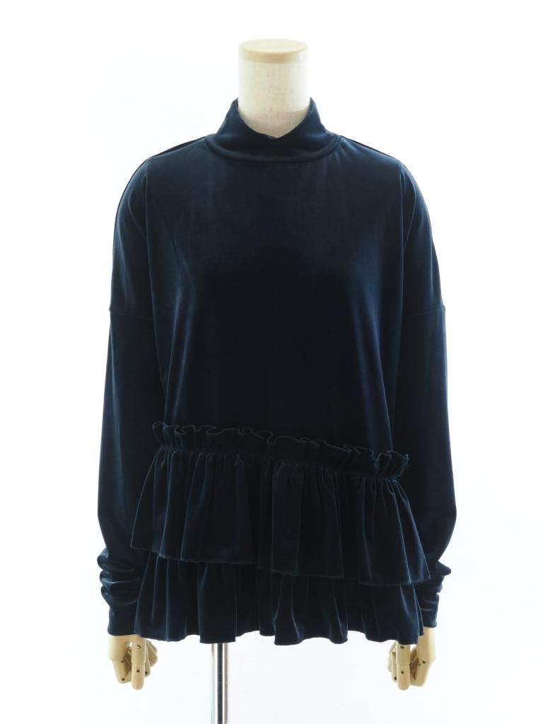 Rhodolirion ロドリリオン - Frill Tiered Long Sleeve フリルティアードロングスリーブ - Velour - Navy
