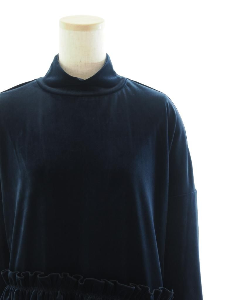 Rhodolirion ロドリリオン - Frill Tiered Long Sleeve フリルティアードロングスリーブ - Velour - Navy
