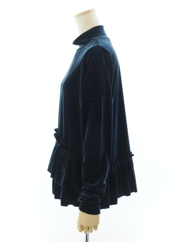 Rhodolirion ロドリリオン - Frill Tiered Long Sleeve フリルティアードロングスリーブ - Velour - Navy

