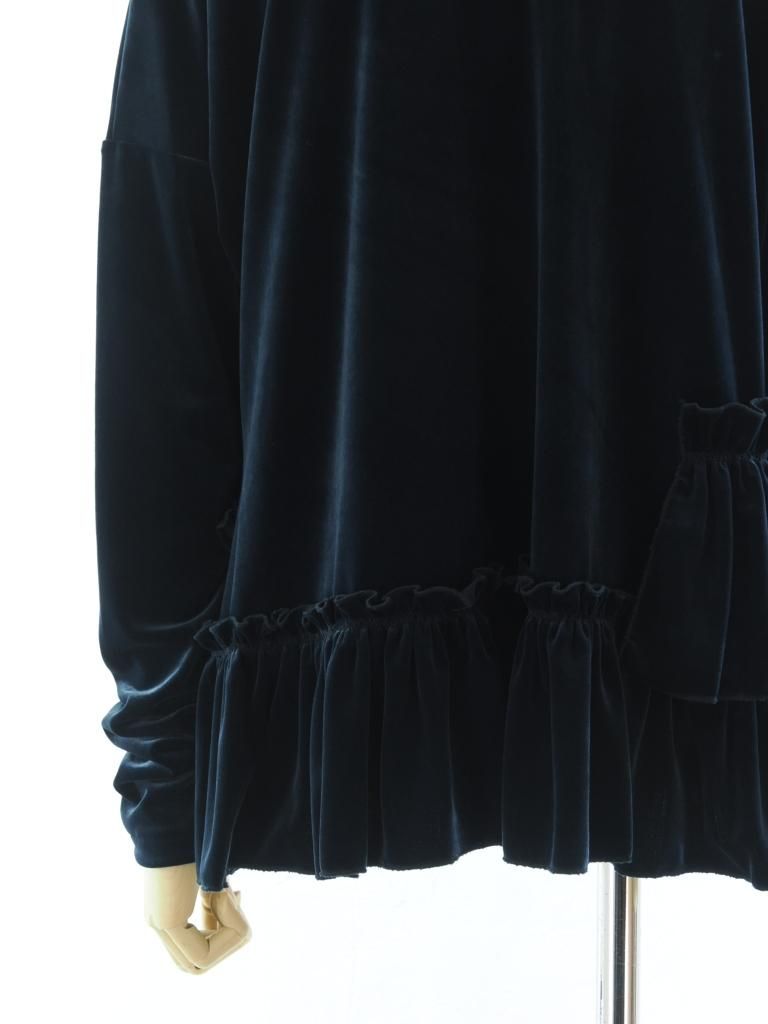 Rhodolirion ロドリリオン - Frill Tiered Long Sleeve フリルティアードロングスリーブ - Velour - Navy
