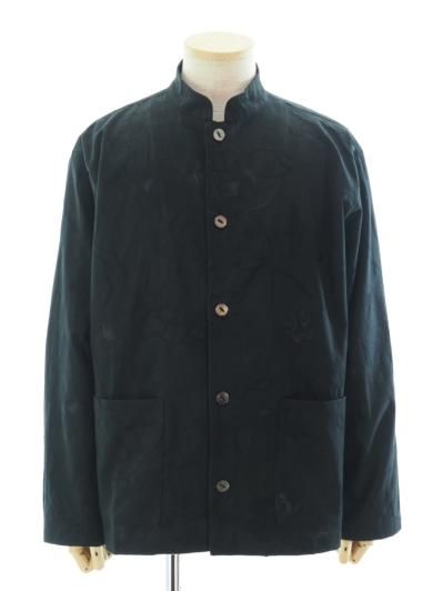 Needles ニードルズ - S.C. Shirt スタンドカラーシャツ - C/PE/PU Papillon Jq. - Black