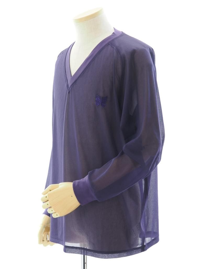 Needles ニードルズ - L/S V Neck Tee ロングスリーブブイネックティー - Poly Tricot Chiffon - Purple