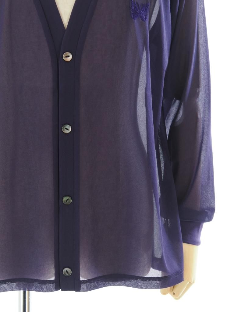 Needles ニードルズ - V Neck Cardigan ブイネックカーディガン - Poly Tricot Chiffon - Purple