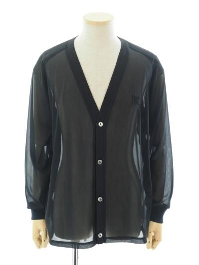 Needles ニードルズ - V Neck Cardigan ブイネックカーディガン - Poly Tricot Chiffon - Black