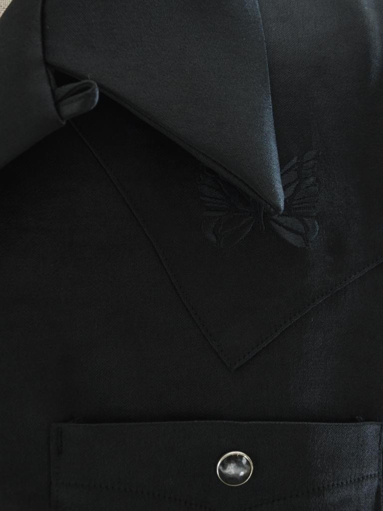 Needles ニードルズ - L/S Cowboy One-Up Shirt ロングスリーブカウボーイワンナップシャツ - Poly Sateen - Black