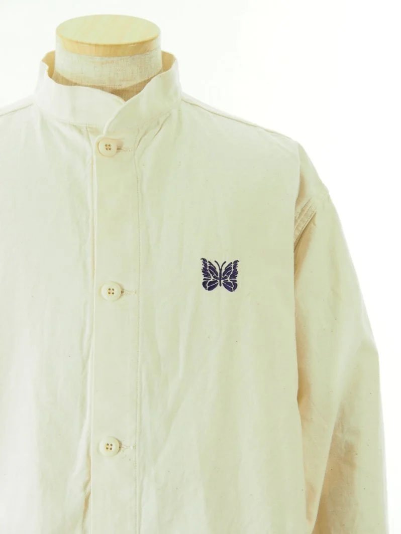 Needles ニードルズ - S.C. Army Shirt スタンドカラーアーミーシャツ - Back Sateen - White