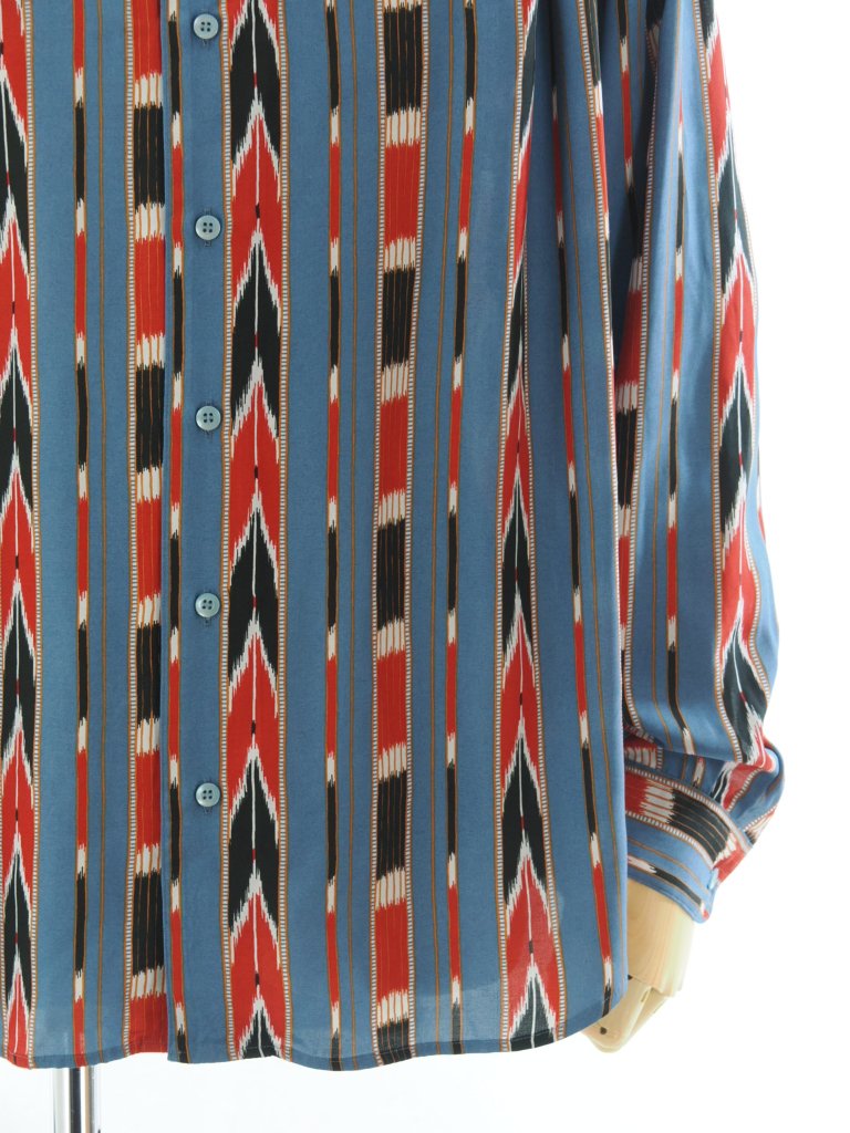 AiE エーアイイー - Painter Shirt ペインターシャツ - Rayon Lawn / Stripe Printed - Blue