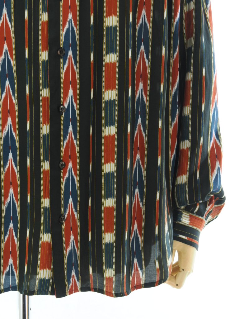 AiE エーアイイー - Painter Shirt ペインターシャツ - Rayon Lawn / Stripe Printed - Black