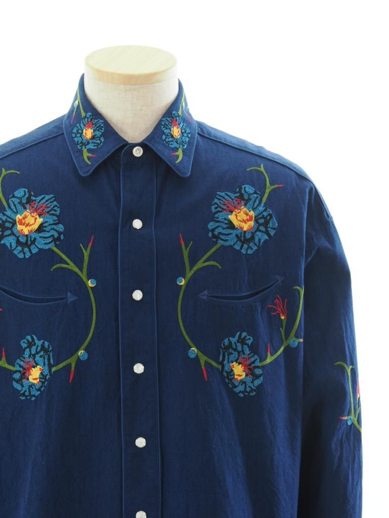 TUITACI 朔 ツイタチ - Icirian Western Shirt - Navy