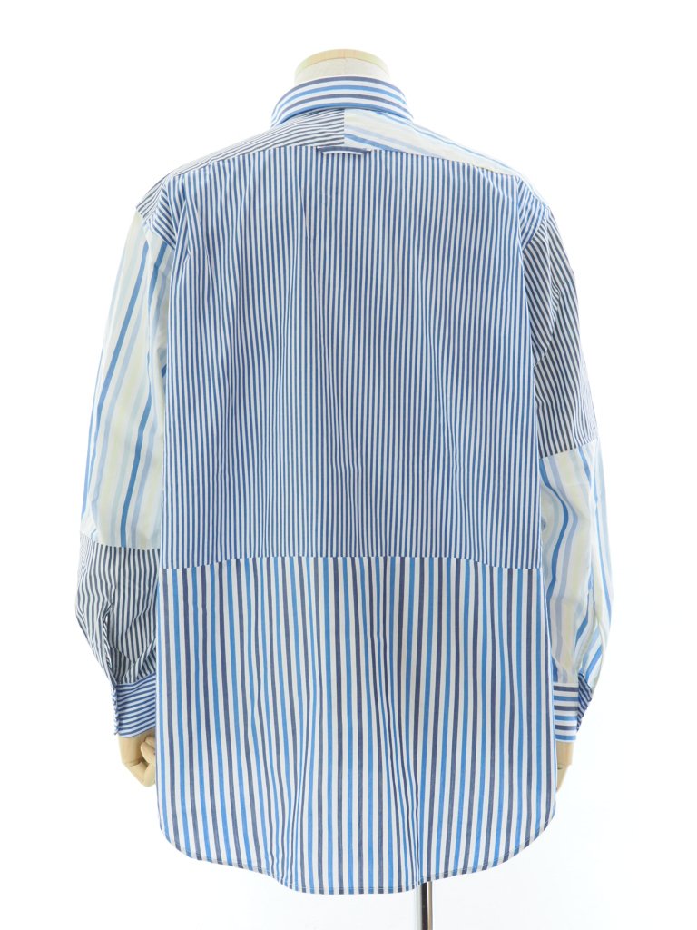 Engineered Garments エンジニアドガーメンツ - Combo Short Collar Shirt - Candy Stripe Broadcloth - Navy