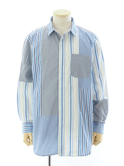 Engineered Garments 󥸥˥ɥ - Combo Short Collar Shirt - Candy Stripe Broadcloth - Navy