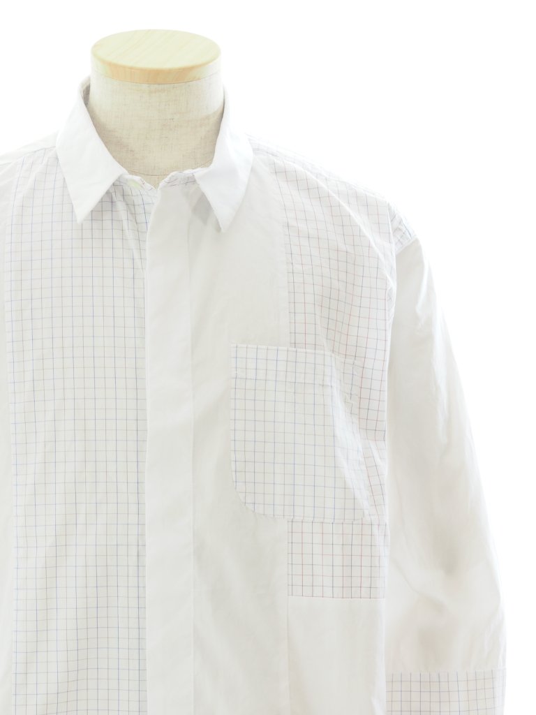 Engineered Garments 󥸥˥ɥ - Combo Short Collar Shirt - Cotton Tattersall - Blue / White