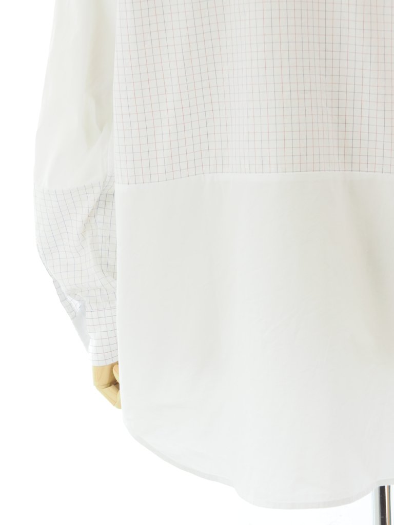 Engineered Garments エンジニアドガーメンツ - Combo Short Collar Shirt - Cotton Tattersall - Blue / White