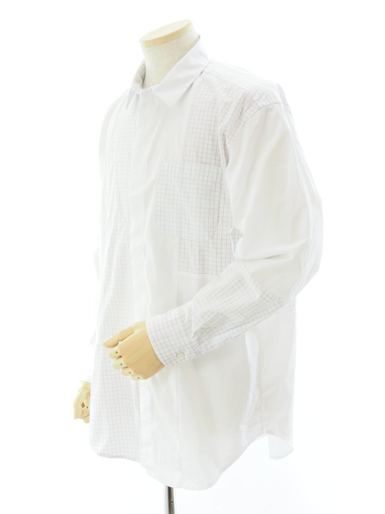 Engineered Garments 󥸥˥ɥ - Combo Short Collar Shirt - Cotton Tattersall - Blue / White