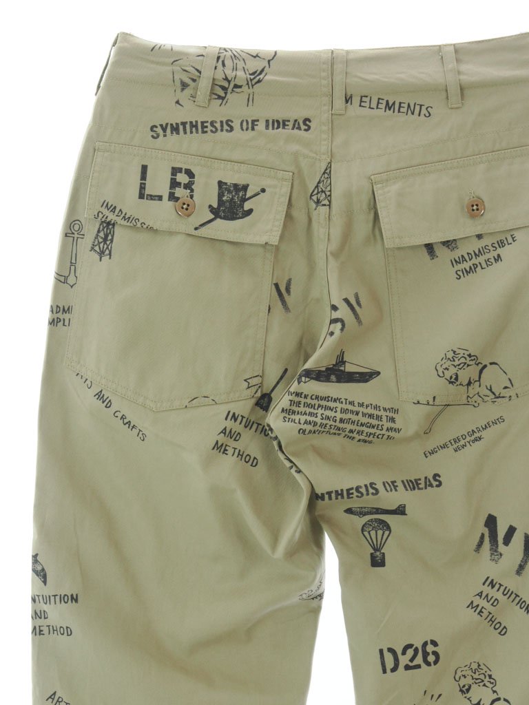 Engineered Garments 󥸥˥ɥ - Fatigue Pant եƥѥ - Graffiti Print Flat Twill - Khaki