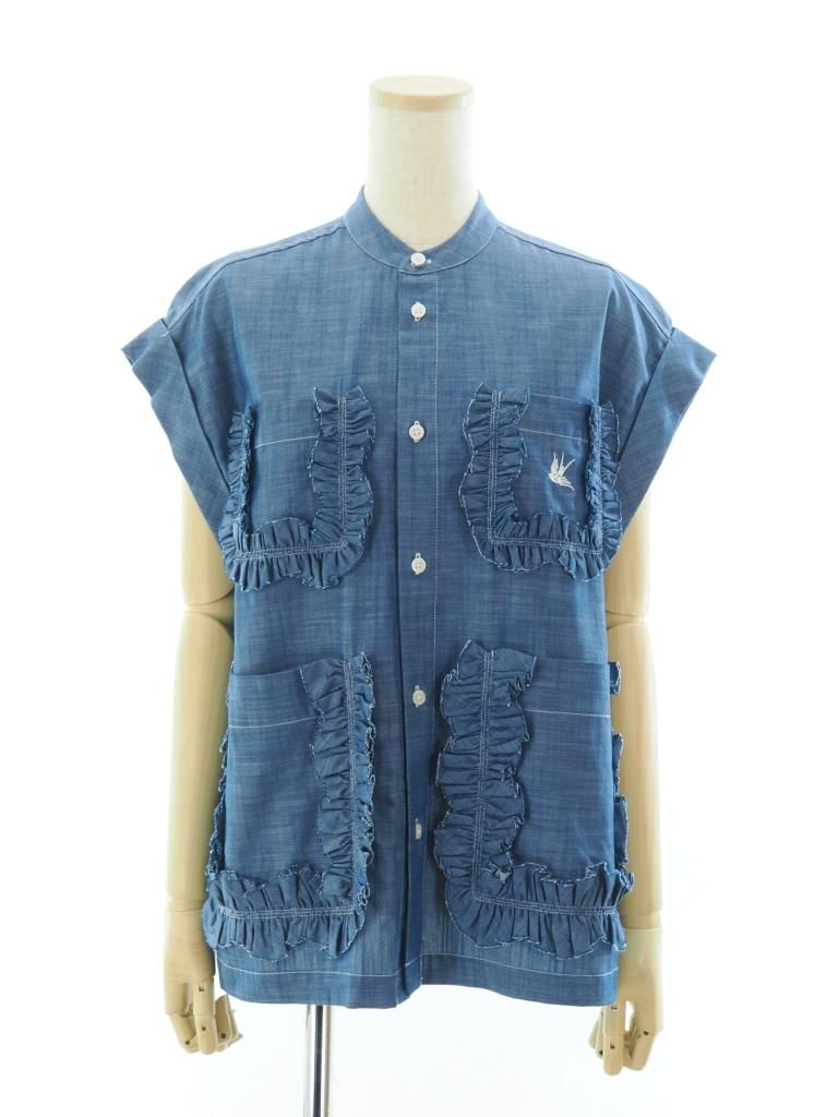 Rhodolirion ロドリリオン - Frill Shirt フリルシャツ - Chambray - Blue
