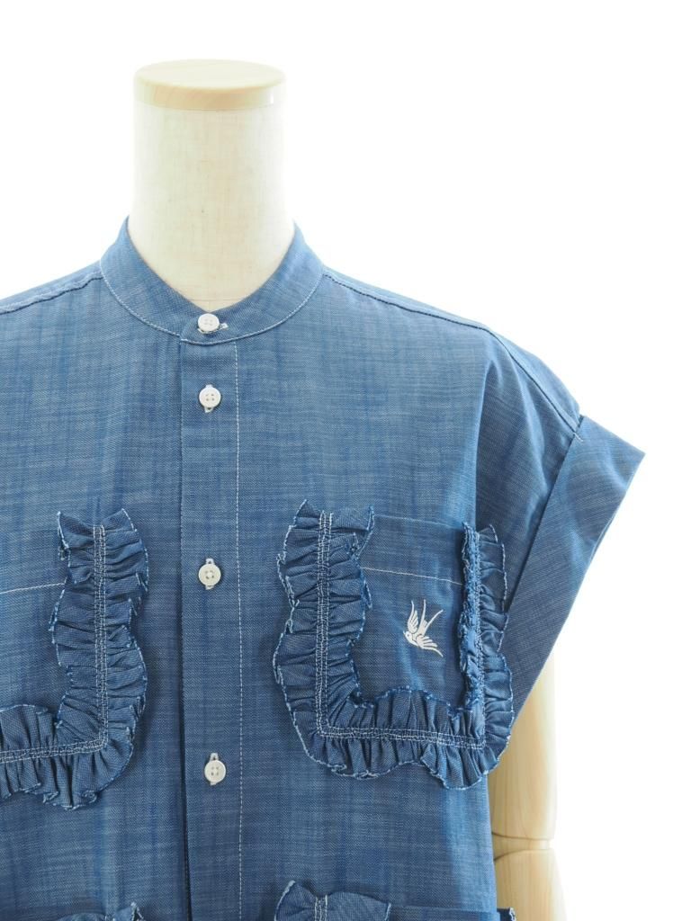 Rhodolirion ロドリリオン - Frill Shirt フリルシャツ - Chambray - Blue